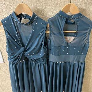 Weissman Blue Kids Dance Costume with Pearl Accents